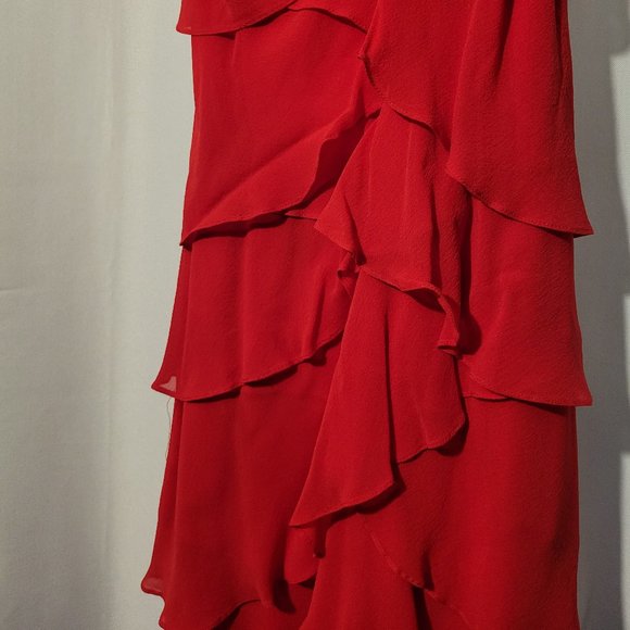 NWOT Cache silk ruffled dress with rosette size 4 - Picture 4 of 6